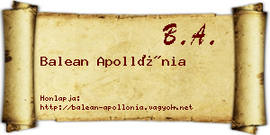 Balean Apollónia névjegykártya